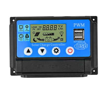 24V 12V Auto Solar Panel Battery Charge Controller 30A 20A 10A PWM LCD Display Solar Collector Regulator with Dual USB Output